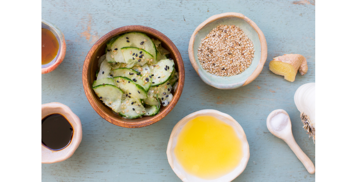 Cucumber salad with sesame oil