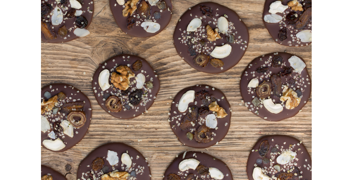 Chocolate Coins with dried fruits and nuts