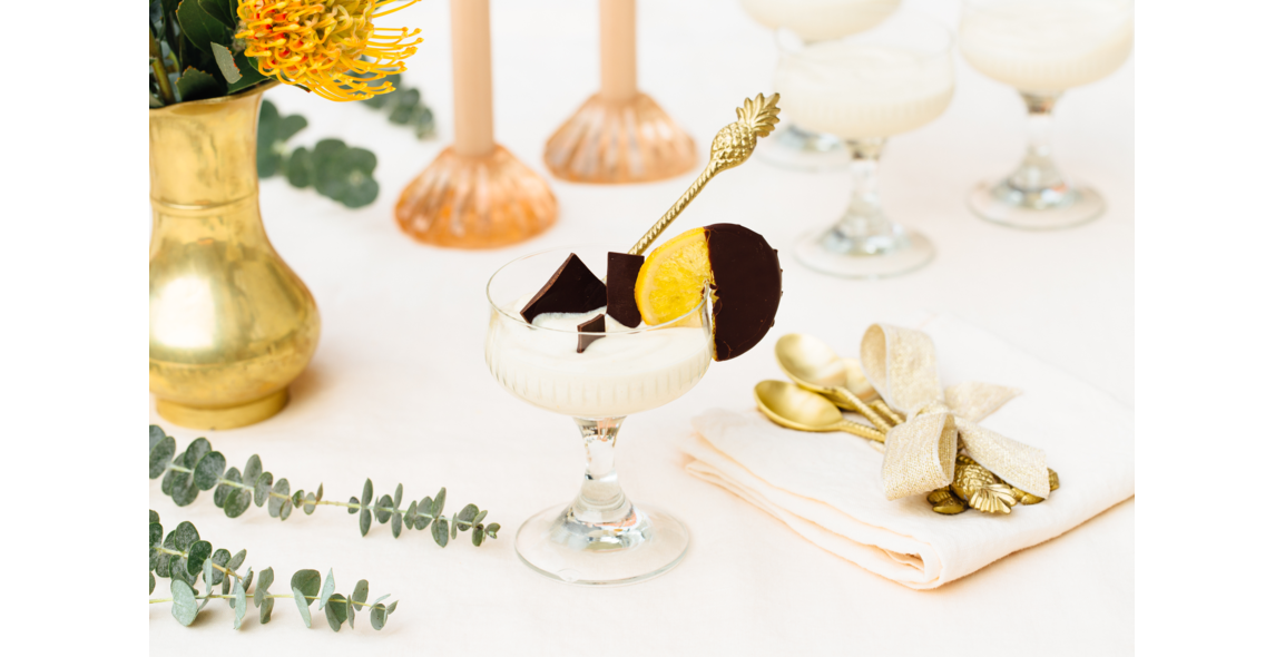 Silky orange cream with candied chocolate oranges