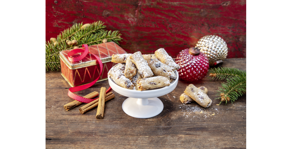 Stollen confectionery with marzipan and sultanas