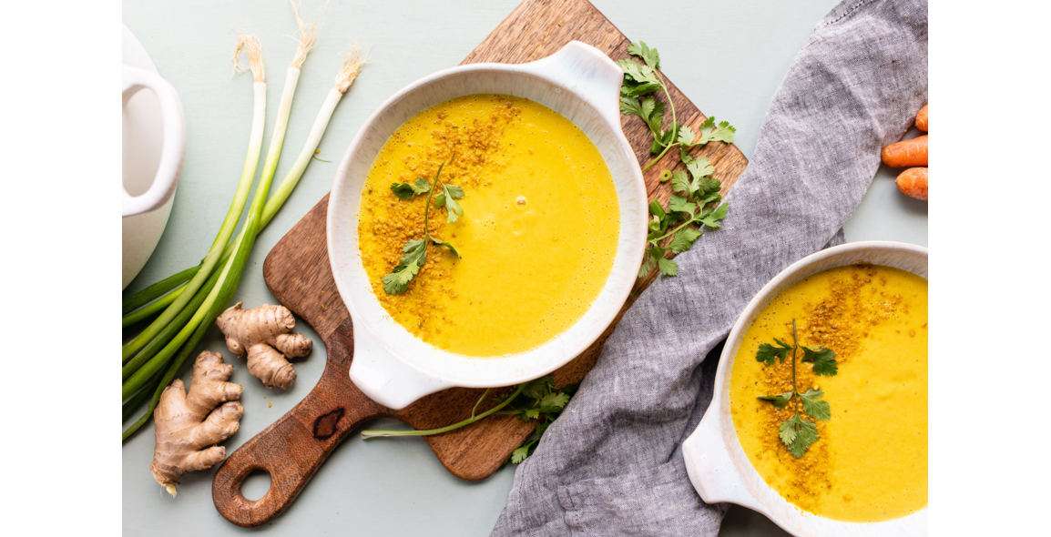 Alkaline celery root ginger soup with tumeric