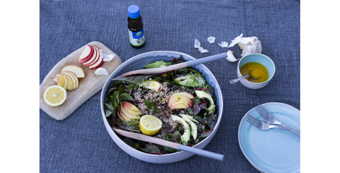 Warm buckwheat salad with mini-chard and cranberries