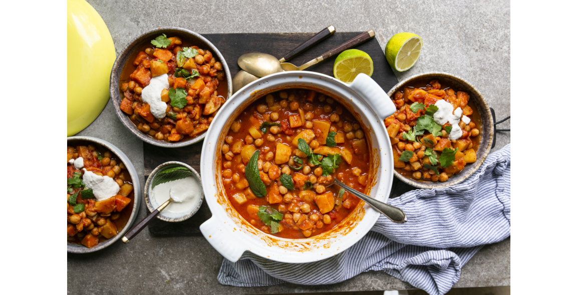 Moroccan stew made from sweet potatoes and chickpeas