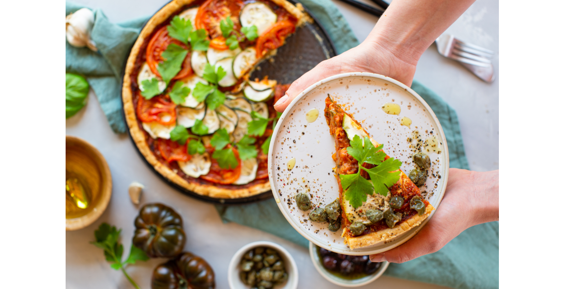 Tuscany quiche with tomatoes and zucchini