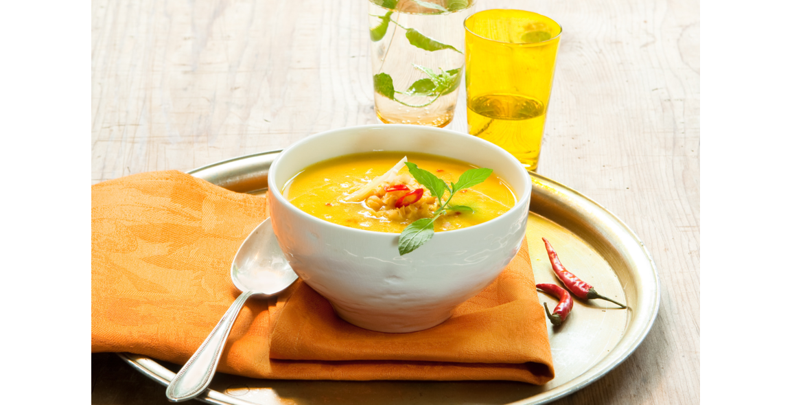Lentils-ginger-soup with coconut milk