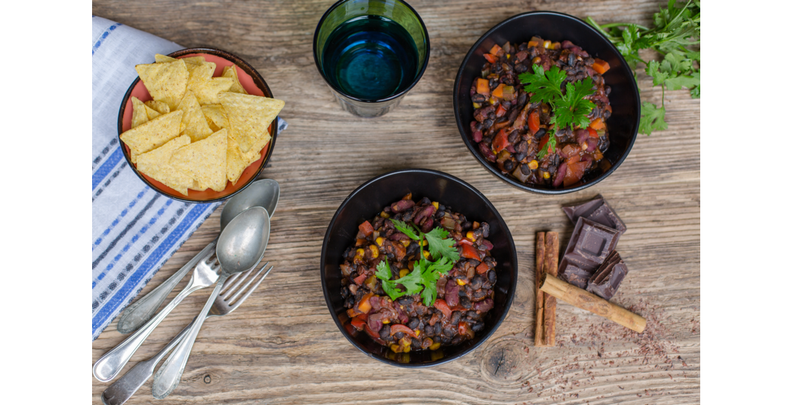 Mole with beans and corn