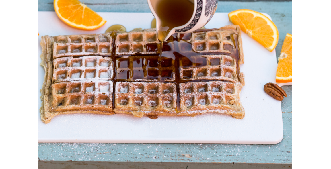 Buttermilk waffles with breakfast porridge Ayurveda